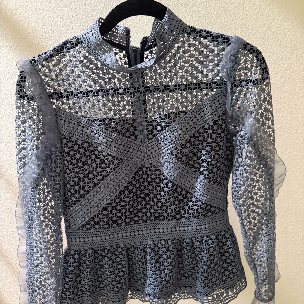 Elegant Gray Lace Women Top